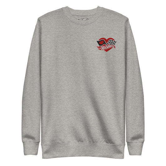 Hot Wheels Checkered Hearts Embroidered Grey Sweatshirt